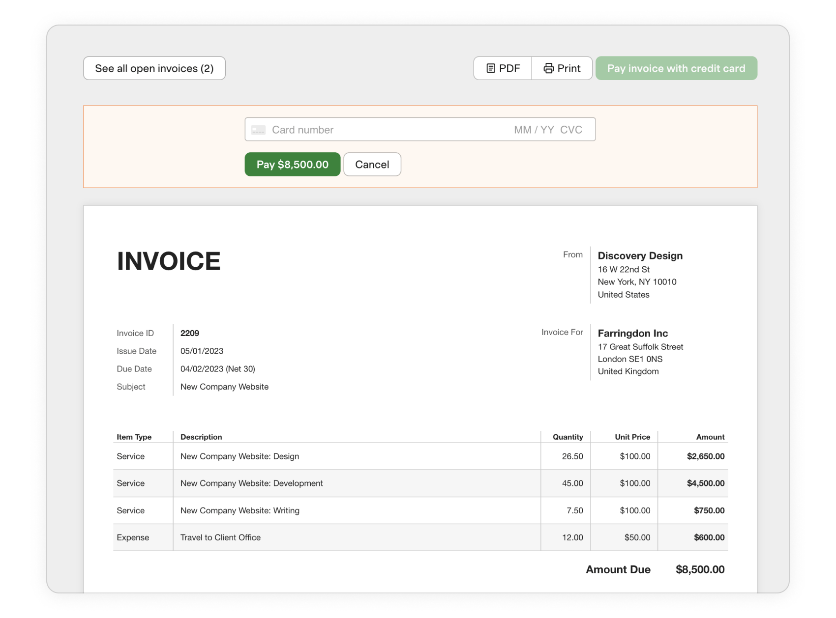Invoicing and Payments