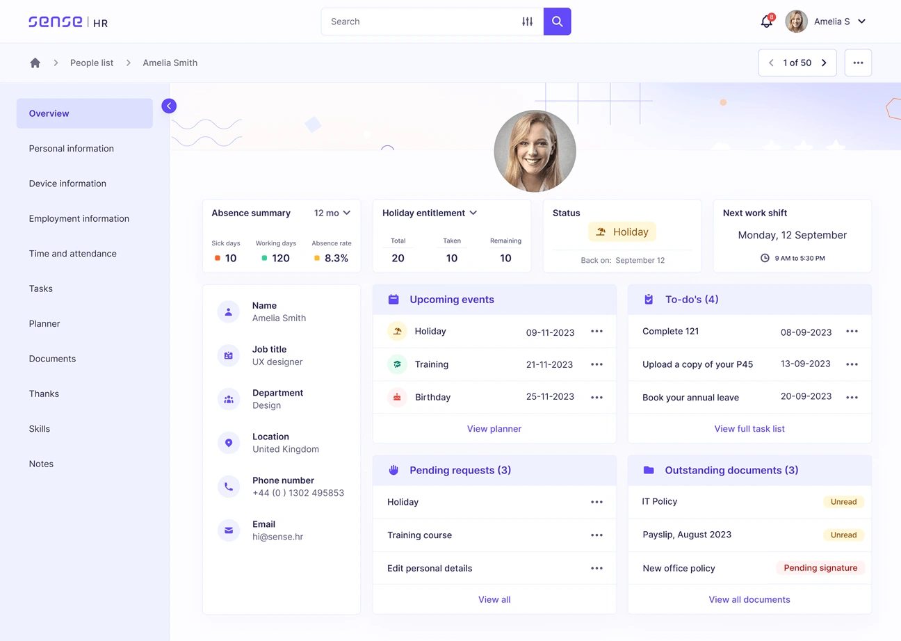 SenseHR Dashboard