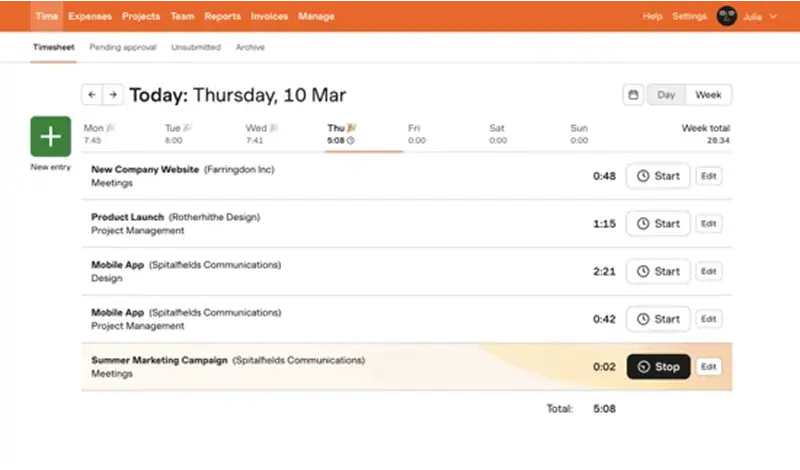Harvest dashboard