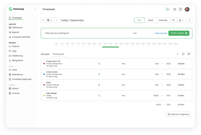 TimeCamp Dashboard