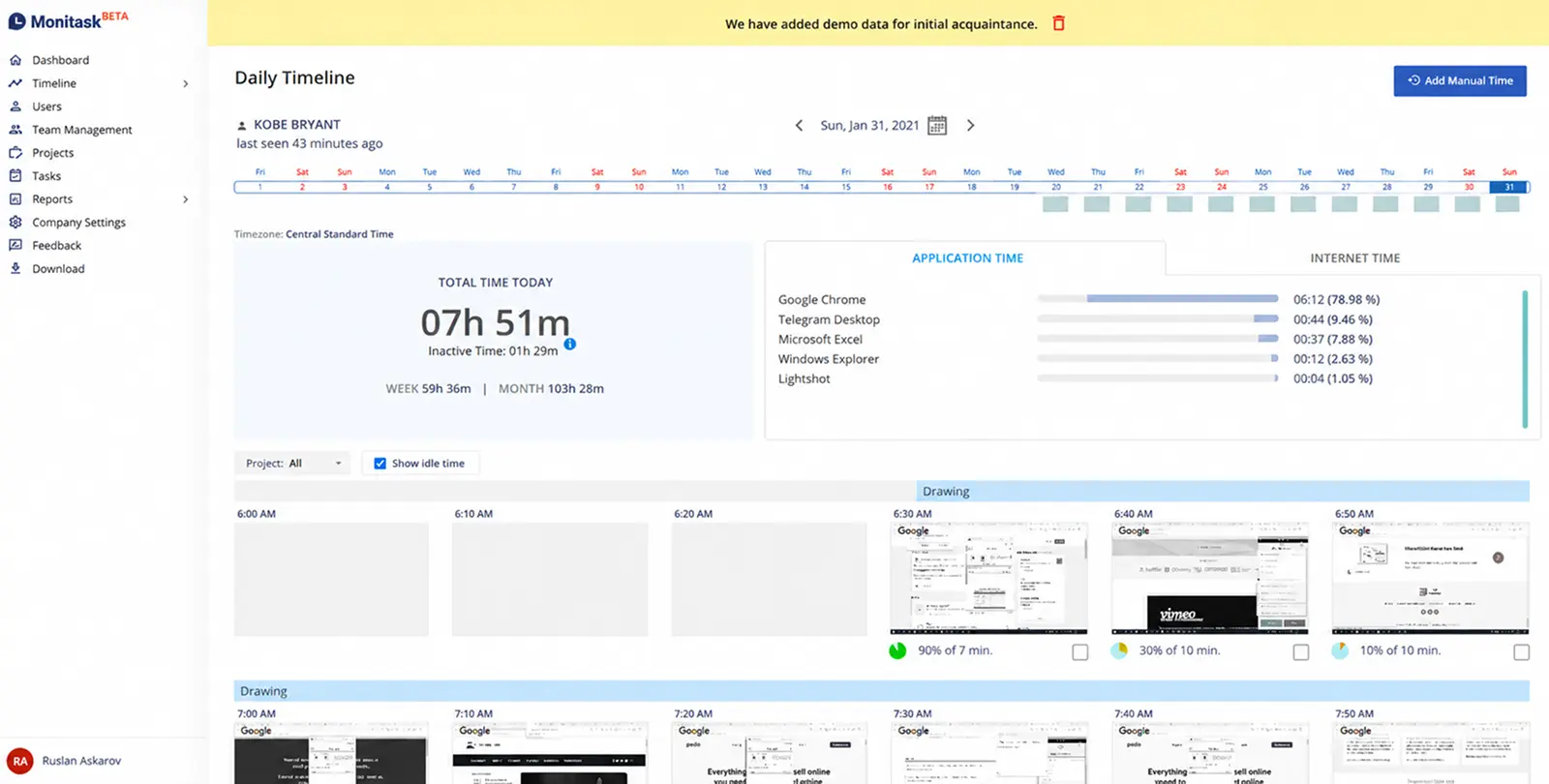Monitask Dashboard