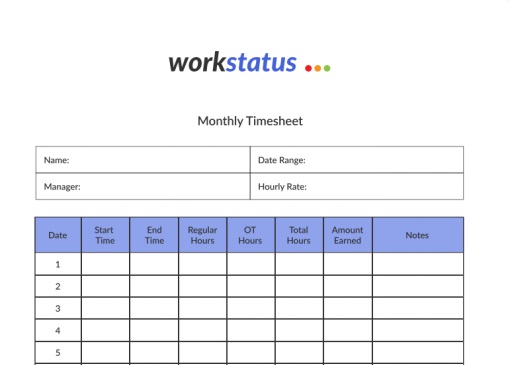 Monthly Timesheet