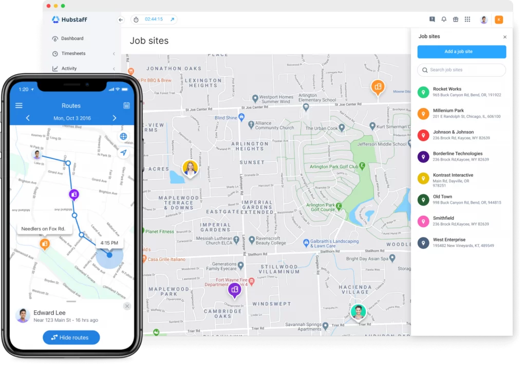 GPS tracking feature of Hubstaff