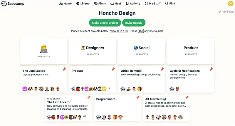 Basecamp dashboard