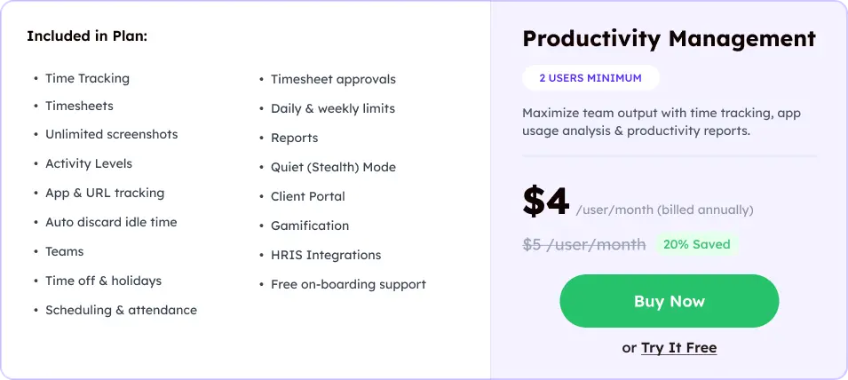 Workstatus-pricing-plan-Productivity Management-USD