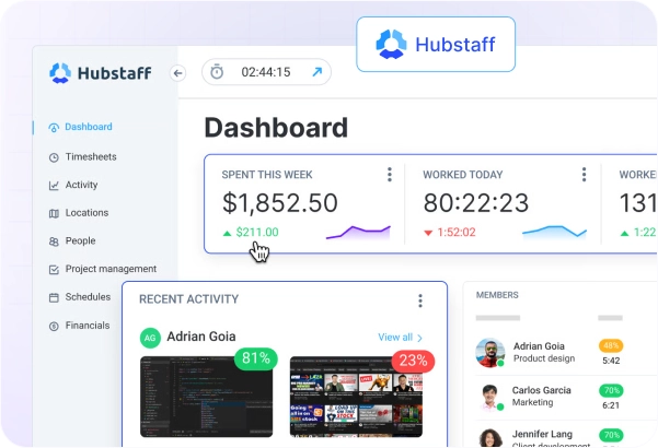 Hubstaff dashboard